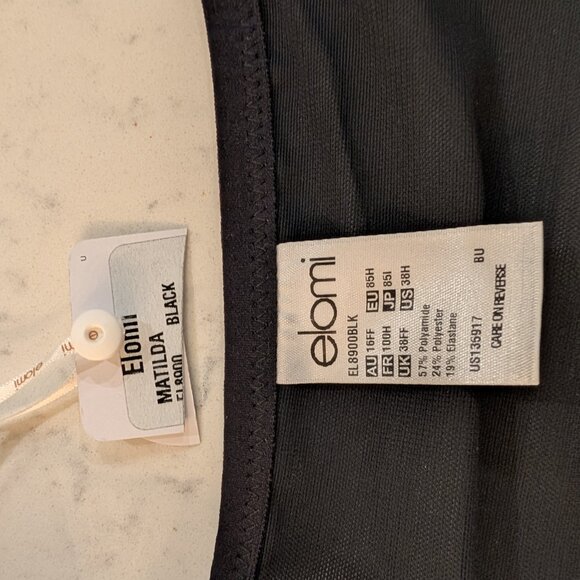 ELOMI Matilda Full Figure Underwire Bra - Black - Sz - 38H .US / 38FF .UK - Picture 2 of 3